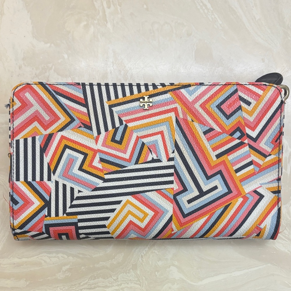 Tory Burch Multicolor Geometric Zip Wristlet Clutch